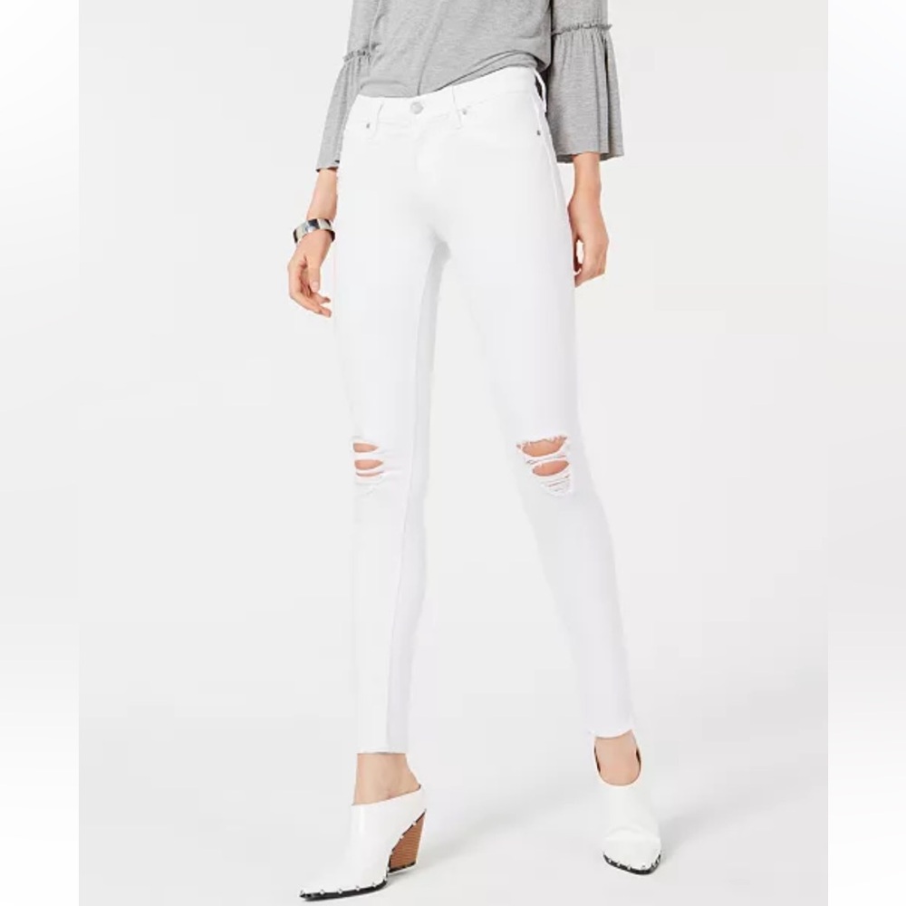 White Hudson Size 32 or 14 Stretch Skinny Distressed Ripped Denim Jeans